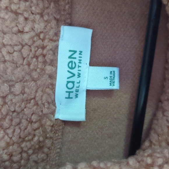 Haven Well Within Brown Sherpa Funnel Neck Pullover Cozy Lounge Wear Size Small - Picture 11 of 13